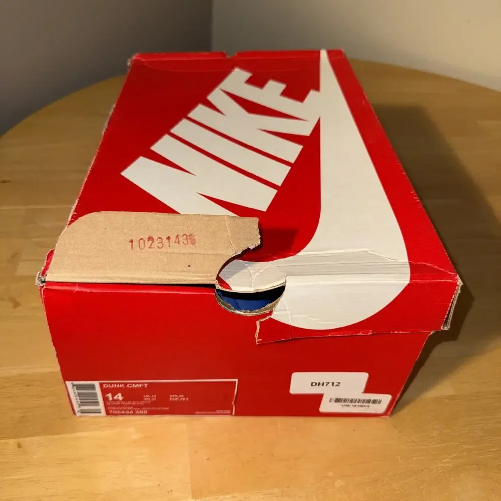 Size 14 - Nike Dunk High Black - Royal COMFORT 317982-049 Damaged Box Dead Stock